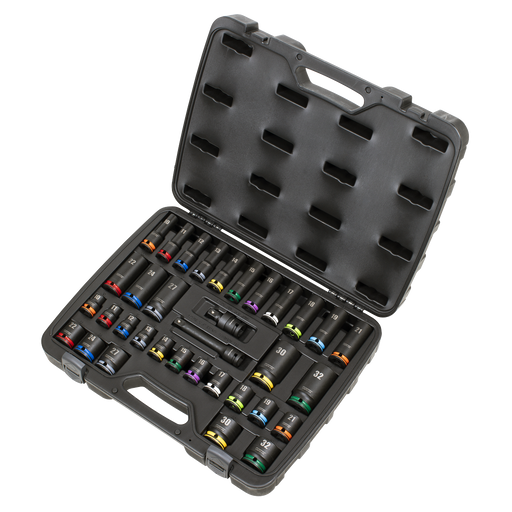 Sealey Premier Lock-On™ Impact Socket Set 34 Piece 1/2" Drive