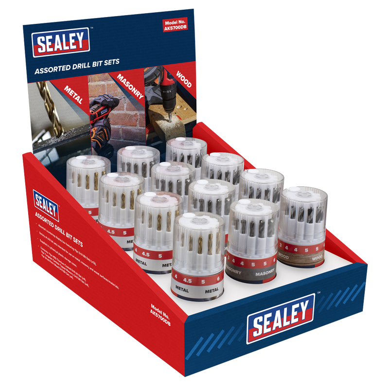 Sealey Assorted Drill Bit Sets - Display Box of 12