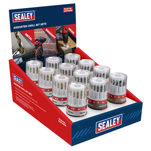 Sealey Assorted Drill Bit Sets - Display Box of 12