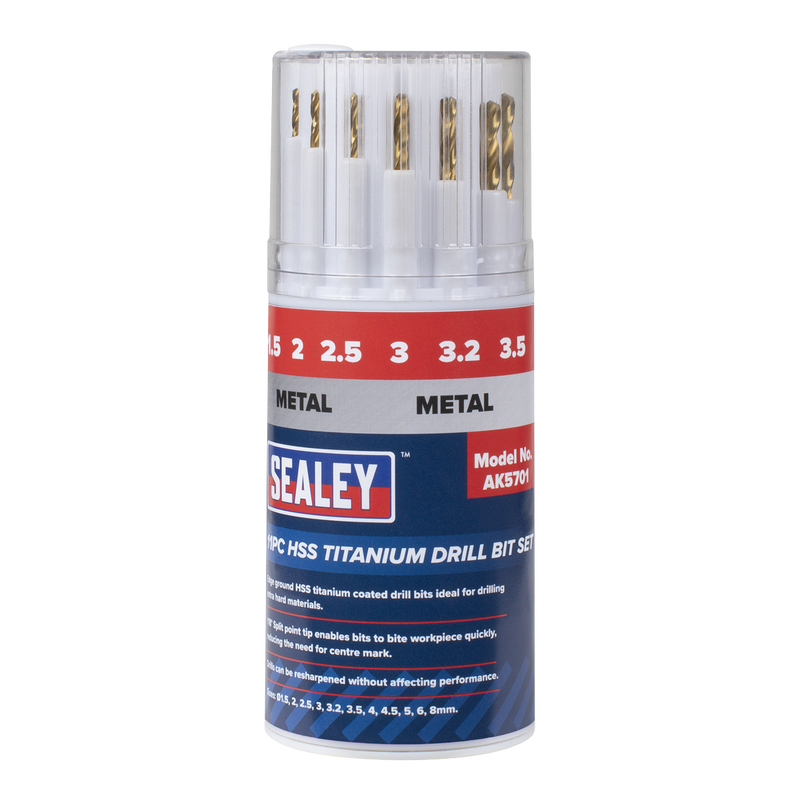 Sealey HSS Titanium Drill Bit Set 11 Piece Ø1.5-8mm