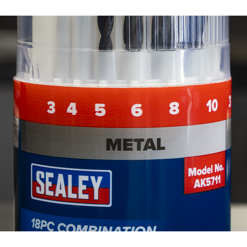 Sealey Combination Drill Bit Set 18-Piece HSS/Masonry/Wood