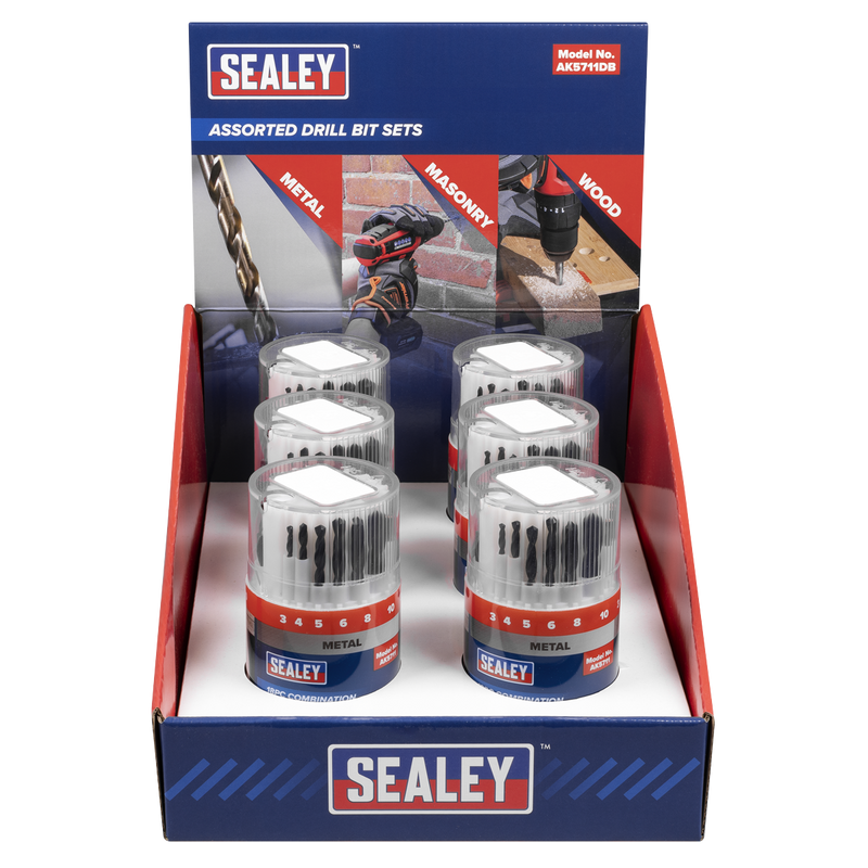Sealey Combination Drill Bit Set 18-Piece HSS/Masonry/Wood