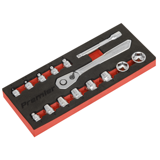 Sealey Premier Platinum Socket Set 1/4"Sq Drive 15 Piece