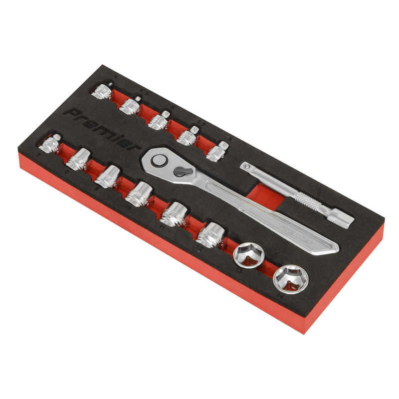 Sealey Premier Platinum Socket Set 1/4"Sq Drive 15 Piece
