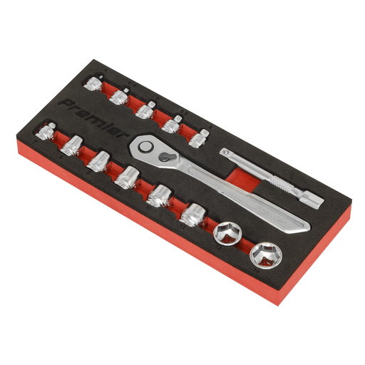 Sealey Premier Platinum Socket Set 1/4"Sq Drive 15 Piece