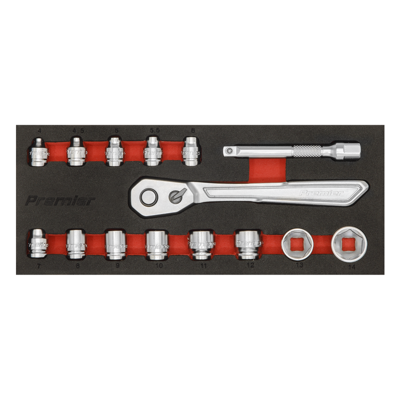 Sealey Premier Platinum Socket Set 1/4"Sq Drive 15 Piece