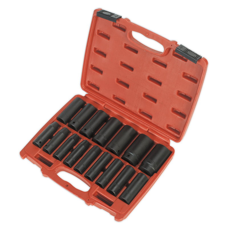 Sealey Premier Deep Impact Socket Set 1/2"Sq Drive 16 Piece