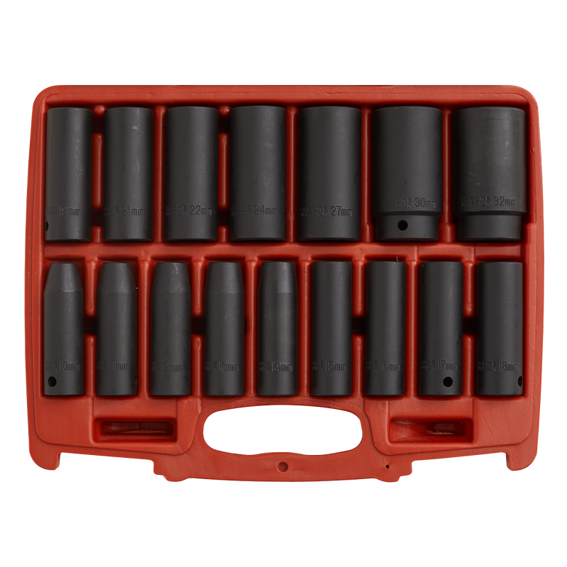 Sealey Premier Deep Impact Socket Set 1/2"Sq Drive 16 Piece
