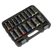 Sealey Premier Lock-On™ Deep Impact Socket Set 16 Piece 1/2" Drive