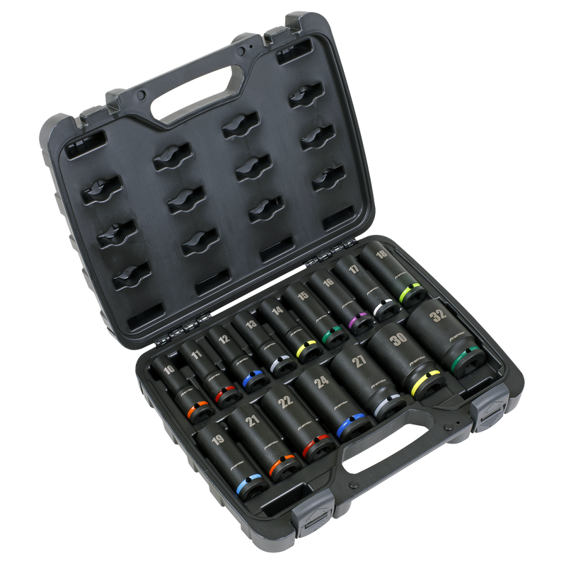 Sealey Premier Deep Impact Socket Set 1/2"Sq Drive 16 Piece