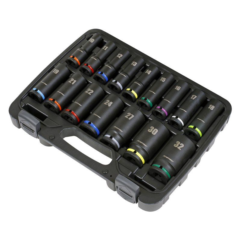 Sealey Premier Deep Impact Socket Set 1/2"Sq Drive 16 Piece