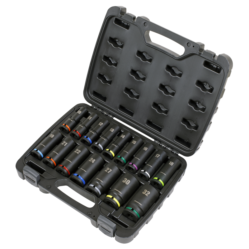 Sealey Premier Deep Impact Socket Set 1/2"Sq Drive 16 Piece