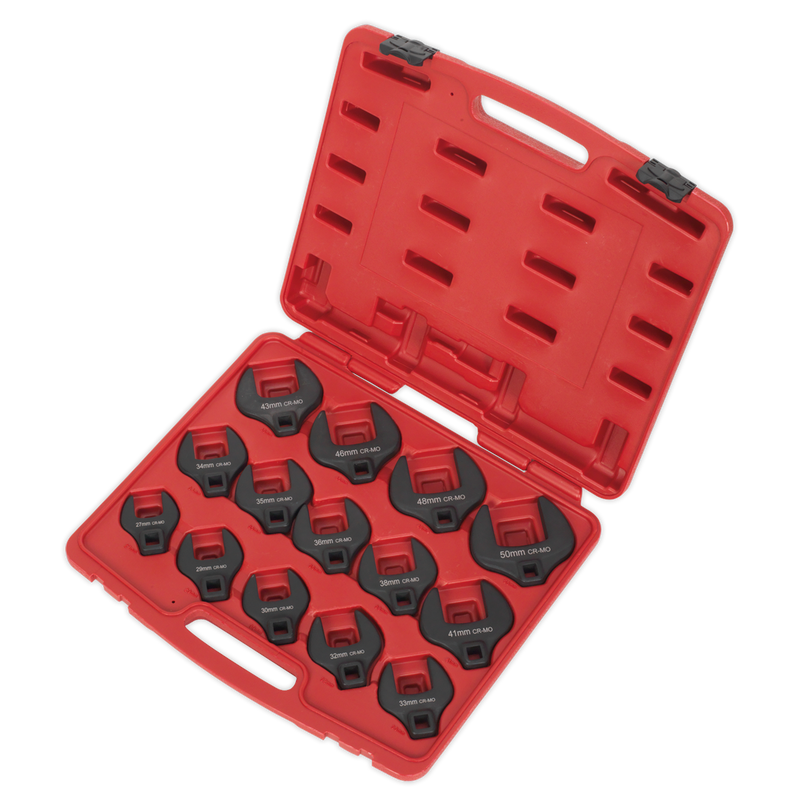 Sealey Premier Crow's Foot Spanner Set 14 Piece 1/2"Sq Drive