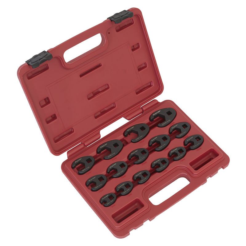 Sealey Premier Crow's Foot Spanner Set 3/8"Sq Drive 15 Piece