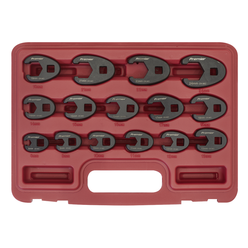 Sealey Premier Crow's Foot Spanner Set 3/8"Sq Drive 15 Piece