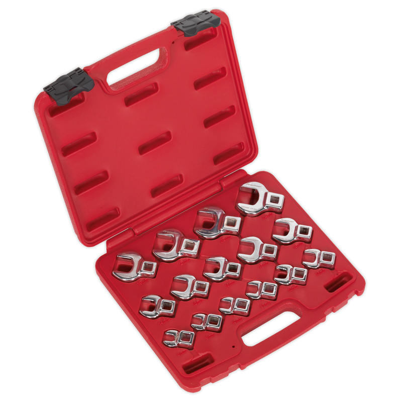 Sealey Premier Crow's Foot Spanner Set 15 Piece 3/8" Drive