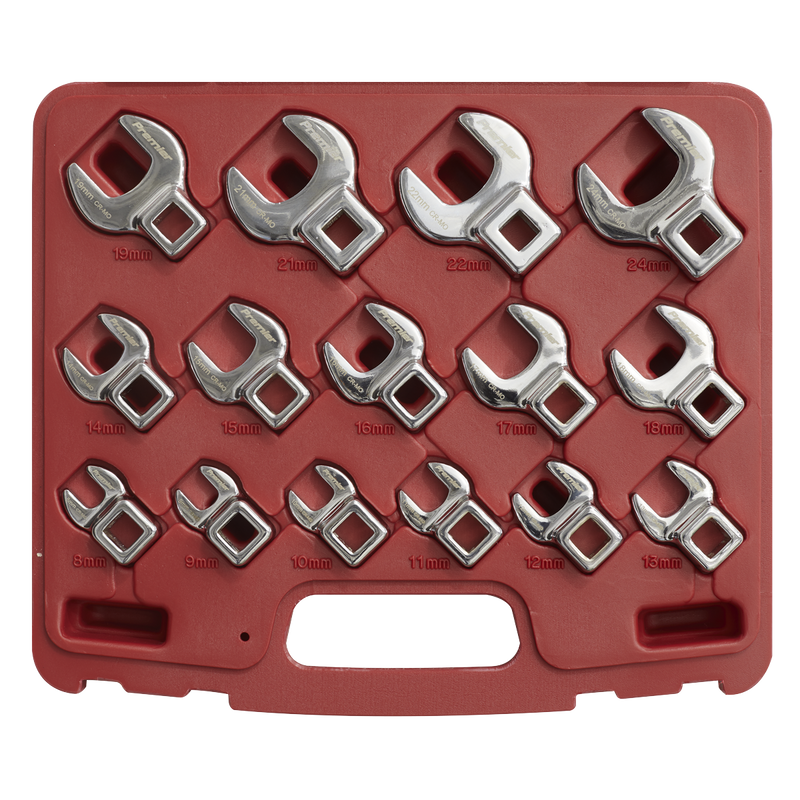 Sealey Premier Crow's Foot Spanner Set 15 Piece 3/8" Drive