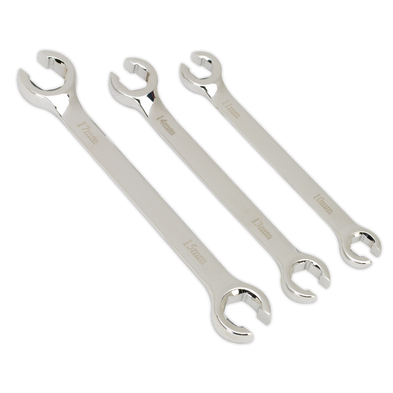 Sealey Premier Flare Nut Spanner Set 3 Piece 10x11mm 13x14mm 15x17mm