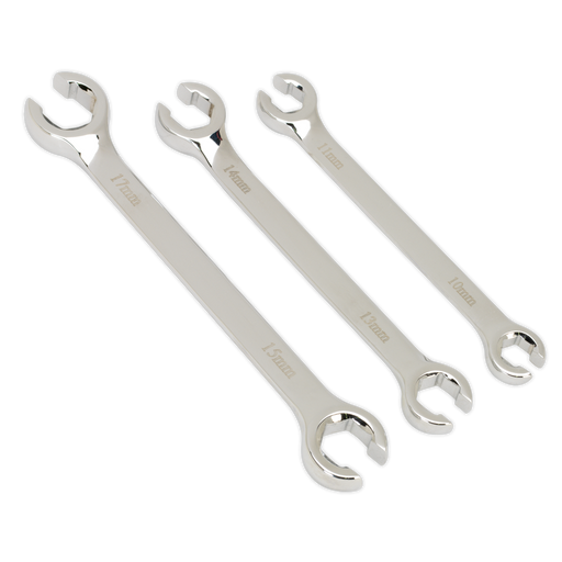 Sealey Premier Flare Nut Spanner Set 3 Piece 10x11mm 13x14mm 15x17mm