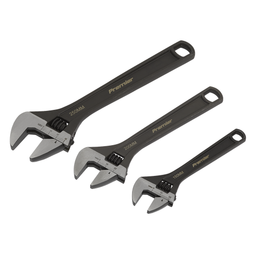 Sealey Premier Adjustable Wrench Set 3 Piece - 150/200/250mm Jaw Capacity