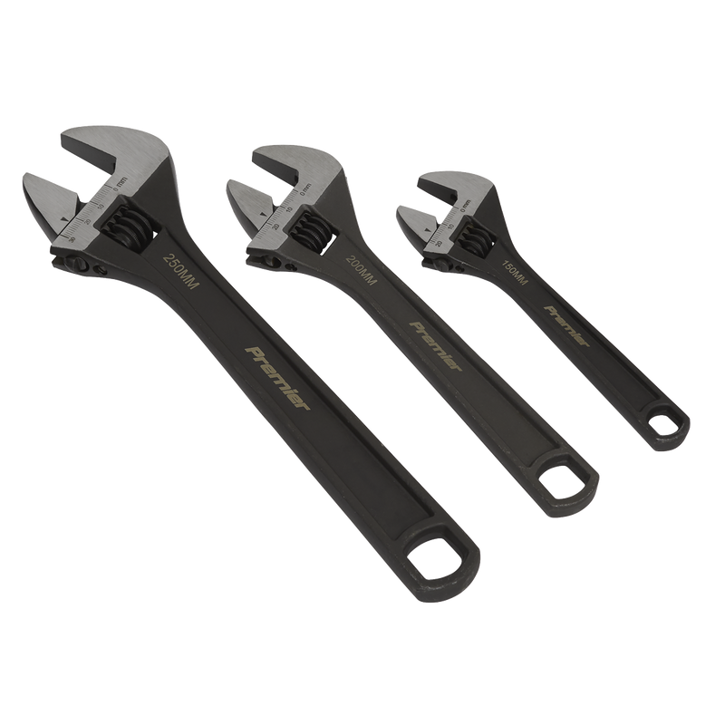 Sealey Premier Adjustable Wrench Set 3 Piece - 150/200/250mm Jaw Capacity