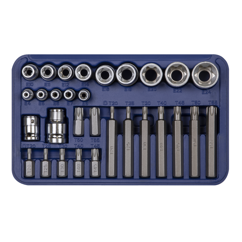 Sealey Premier Socket & Bit Set 30 Piece 1/4", 3/8" & 1/2" Drive AK619