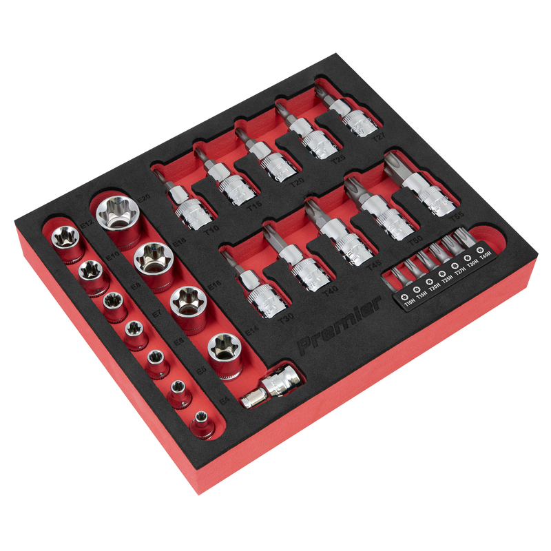 Sealey Premier TRX-Star Socket & Security Bit Set 29 Piece 1/4" & 3/8" Drive