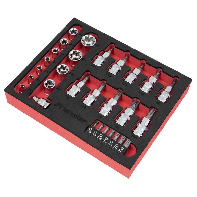 Sealey Premier TRX-Star Socket & Security Bit Set 29 Piece 1/4" & 3/8" Drive