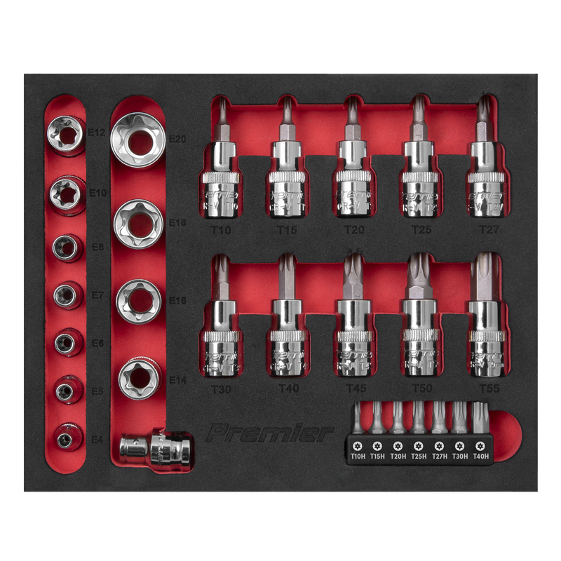 Sealey Premier TRX-Star Socket & Security Bit Set 29 Piece 1/4" & 3/8" Drive