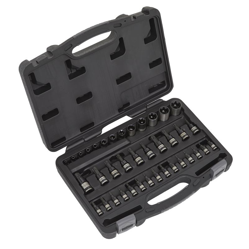 Sealey Premier Black Socket & Security Bit Set 38 Piece 1/4" 3/8" 1/2" Drive
