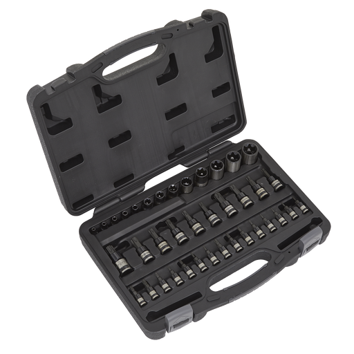 Sealey Premier Black Socket & Security Bit Set 38 Piece 1/4" 3/8" 1/2" Drive