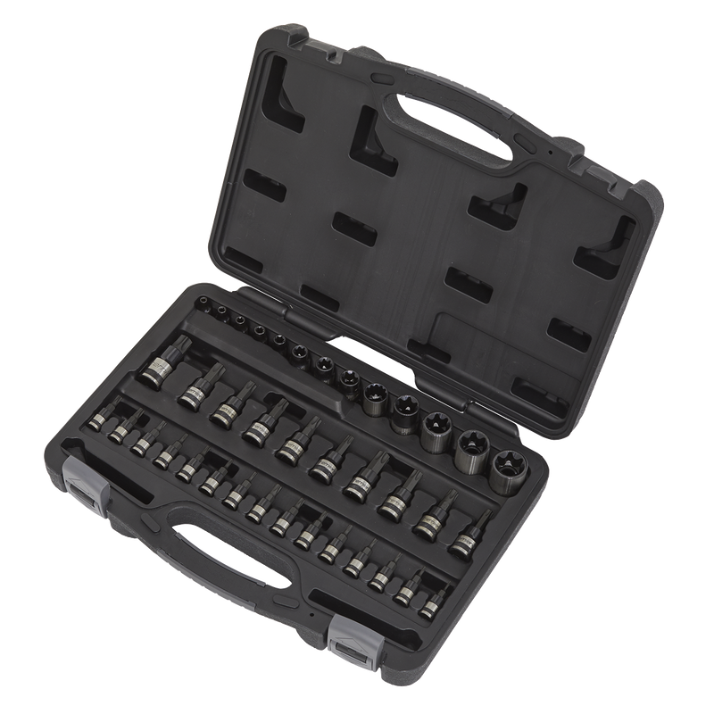 Sealey Premier Black Socket & Security Bit Set 38 Piece 1/4" 3/8" 1/2" Drive