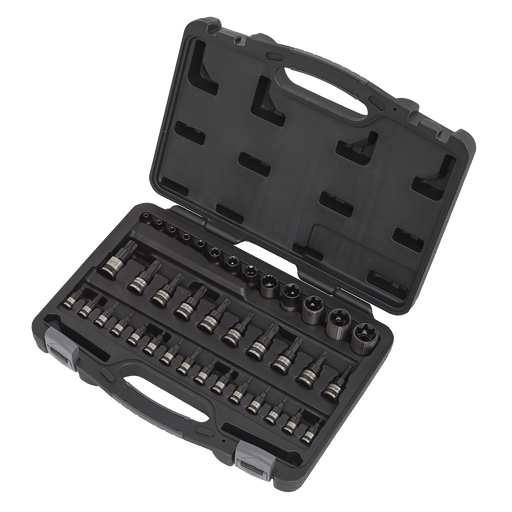 Sealey Premier Black Socket & Security Bit Set 38 Piece 1/4" 3/8" 1/2" Drive