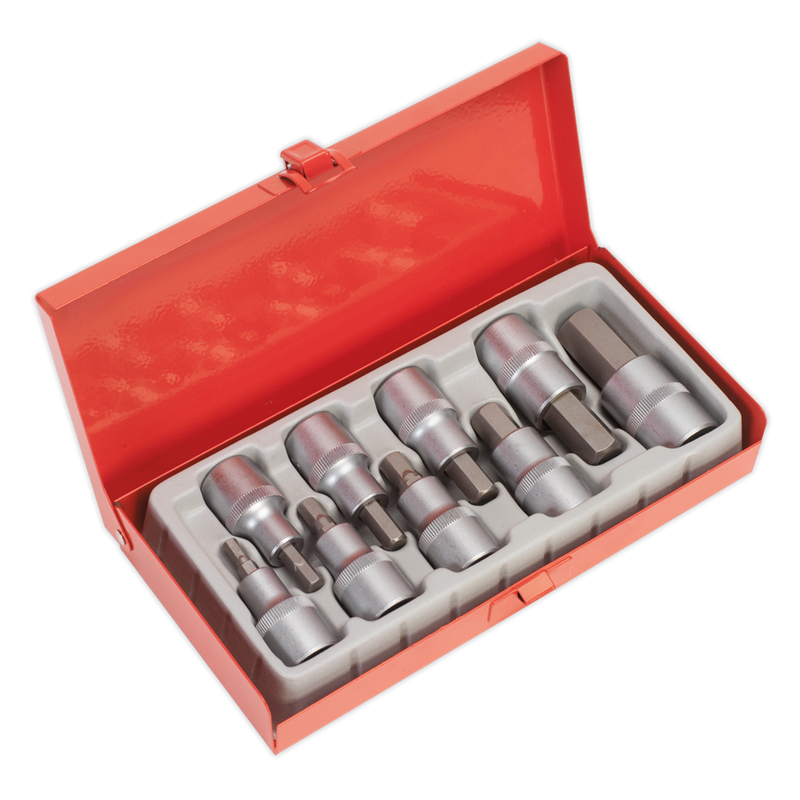 Sealey Premier Hex Socket Bit Set 1/2" Drive 9 Piece