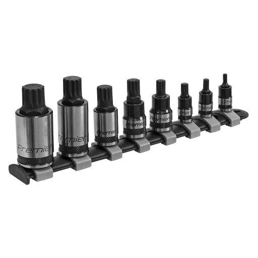 Sealey Premier Black Spline Socket Bit Set 1/4", 3/8" & 1/2"Sq Drive 8 Piece