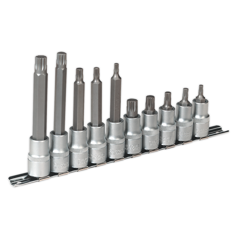 Sealey Premier Spline Socket Bit Set 1/2" Drive 10 Piece
