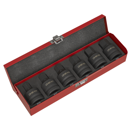 Sealey Premier Hex Impact Socket Bit Set 3/4" Drive 6 Piece