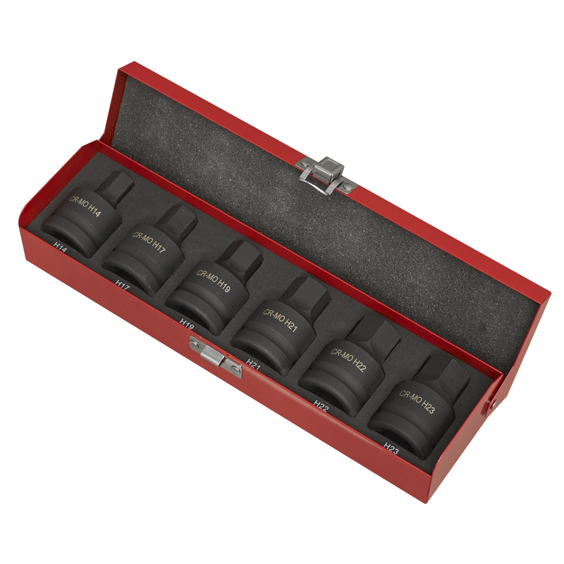 Sealey Premier Hex Impact Socket Bit Set 3/4" Drive 6 Piece