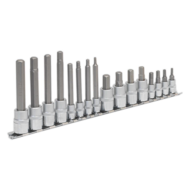 Sealey Premier Hex Socket Bit Set 1/4" & 3/8" Drive 16 Piece