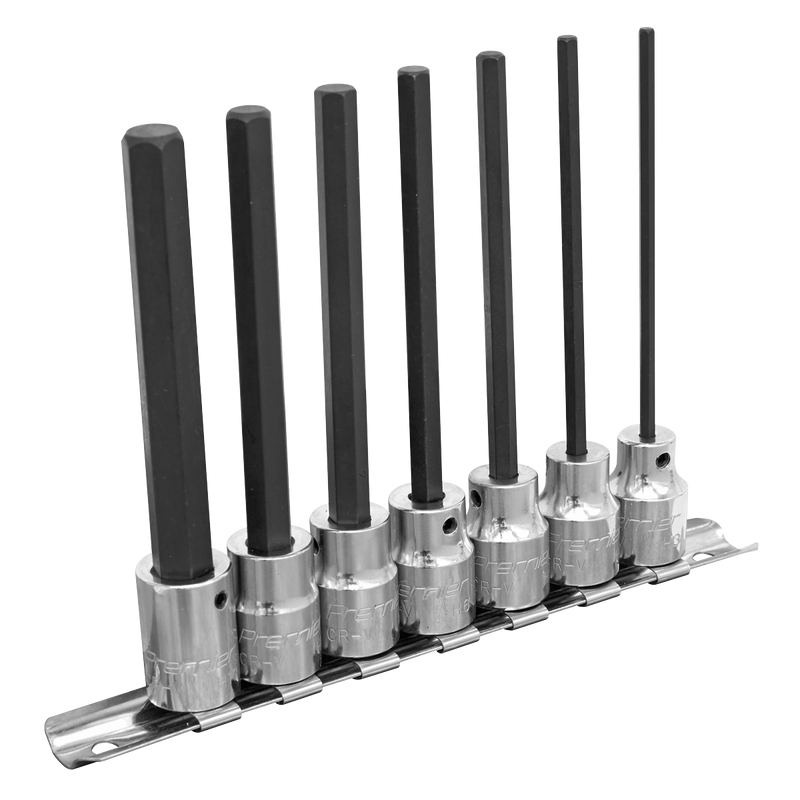 Sealey Premier Hex Socket Bit Set 3/8" Drive 110mm 7 Piece