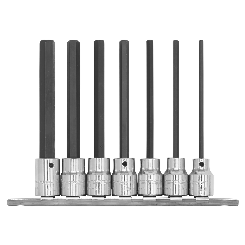 Sealey Premier Hex Socket Bit Set 3/8" Drive 110mm 7 Piece