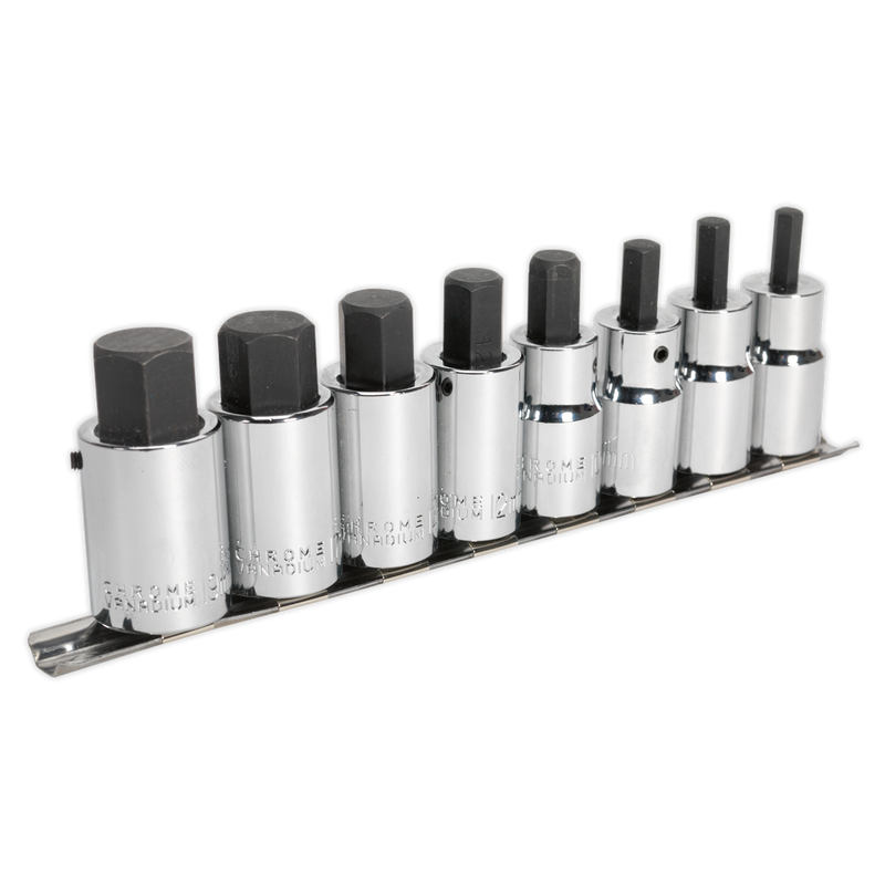 Sealey Premier Hex Socket Bit Set 1/2"Sq Drive 8 Piece