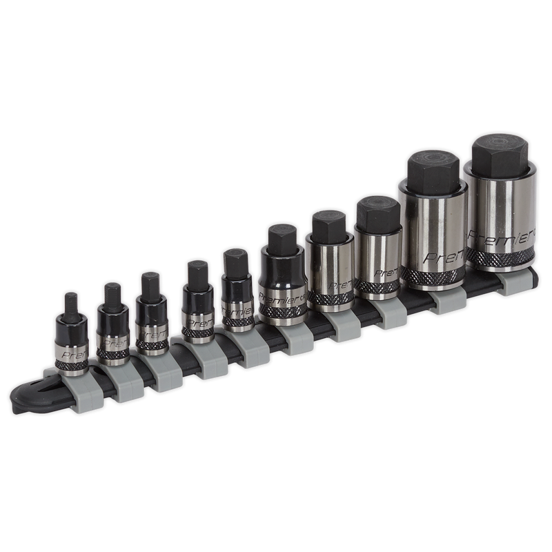 Sealey Premier Black Stubby Hex Socket Bit Set 10 Piece 1/4" 3/8" 1/2" Drive