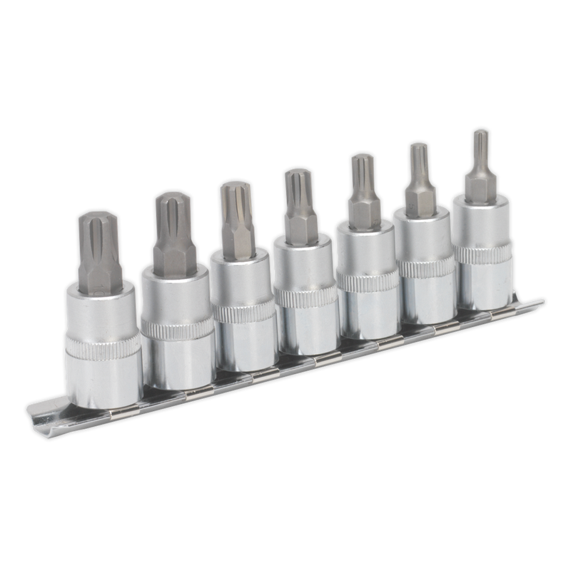 Sealey Premier Ribe Socket Bit Set 3/8"Sq Drive 50mm 7 Piece