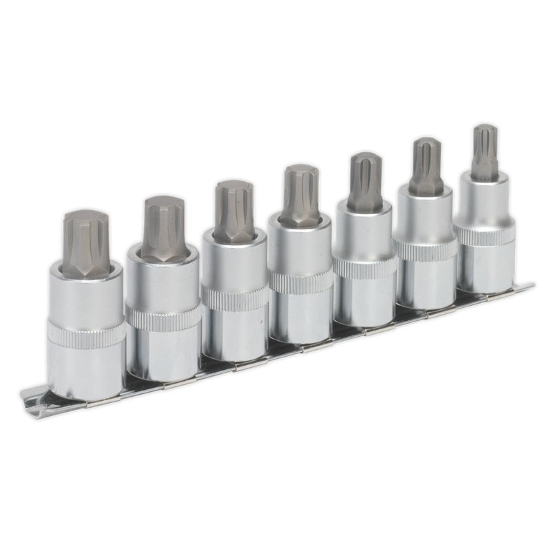 Sealey Premier Ribe Socket Bit Set 3/8"Sq Drive 50mm 7 Piece