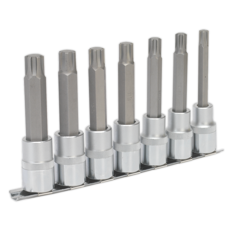 Sealey Premier Ribe Socket Bit Set 3/8"Sq Drive 50mm 7 Piece