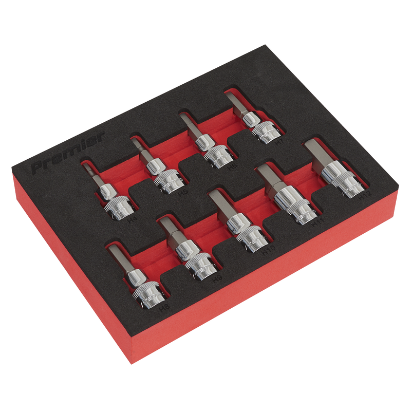 Sealey Premier Hex Socket Bit Set 1/2" Drive 9 Piece