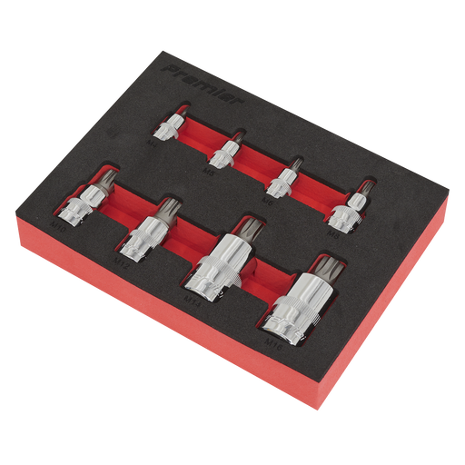 Sealey Premier Spline Socket Bit Set 1/4" 3/8" & 1/2"Sq Drive 8 Piece