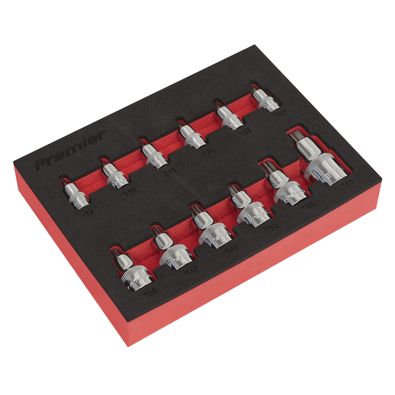 Sealey Premier Socket Bit Set 12 Piece 1/4" 3/8" 1/2" Drive AK6245