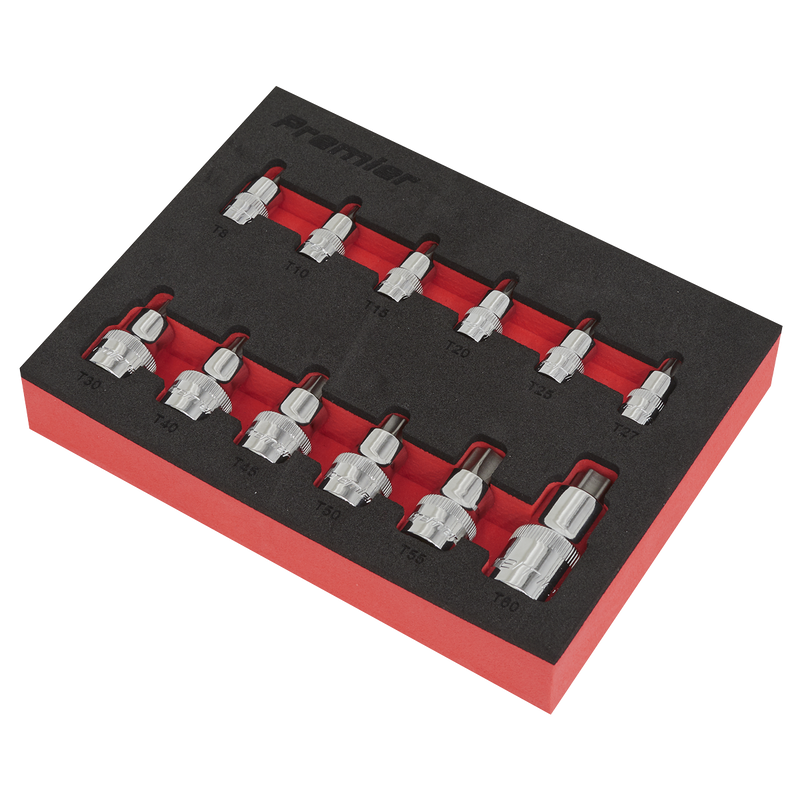 Sealey Premier Socket Bit Set 12 Piece 1/4" 3/8" 1/2" Drive AK6245